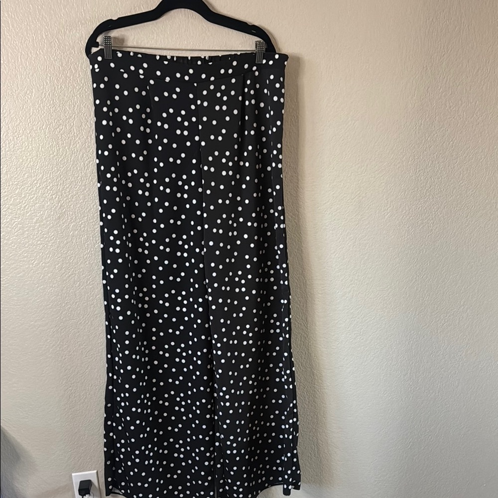 Nasty Gal Black and White Dotted Palazzo Pants